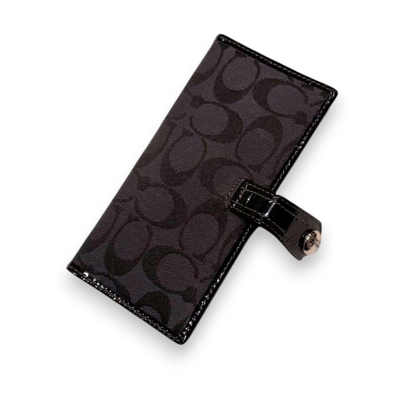 Coach Signature Black Checkbook Wallet – Classic & Functional - Picture 3 of 5